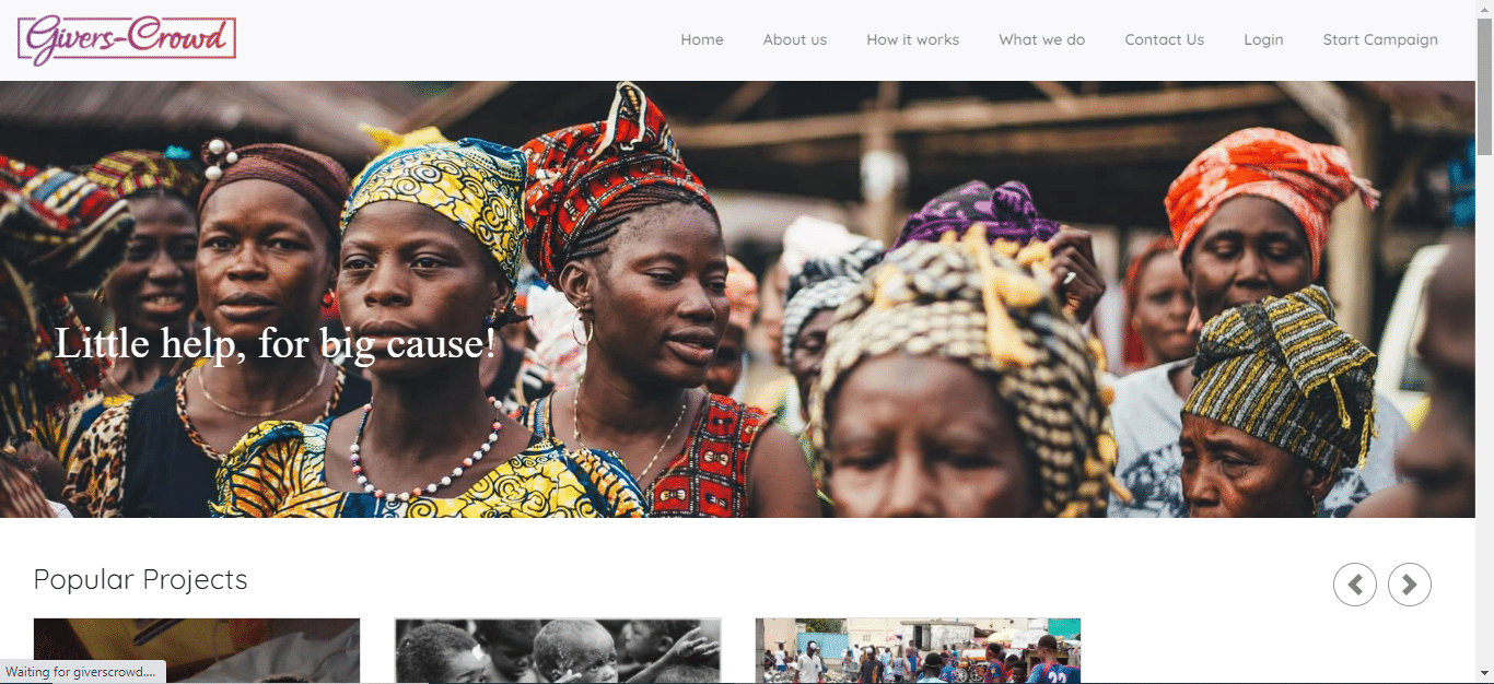 Givers Crowd website homepage