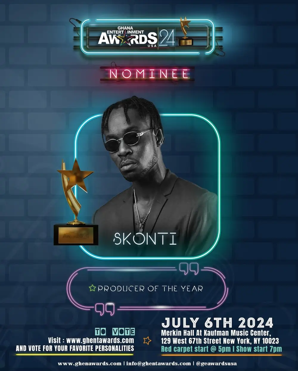 Skonti earns nomination at Ghana Entertainment Awards USA 2024